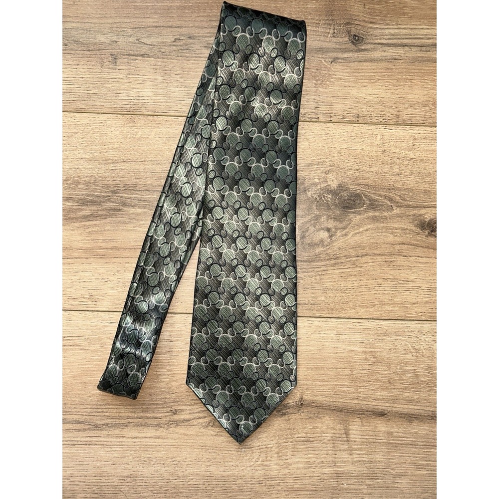 Disney Walt Disney World Vintage Silk Men Tie Mickey 57" x 3.75" Green - Picture 2 of 5